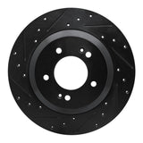 R1 Concepts -22 Hyundai Veloster N Rear Left Drilled & Slotted Black Brake Rotor