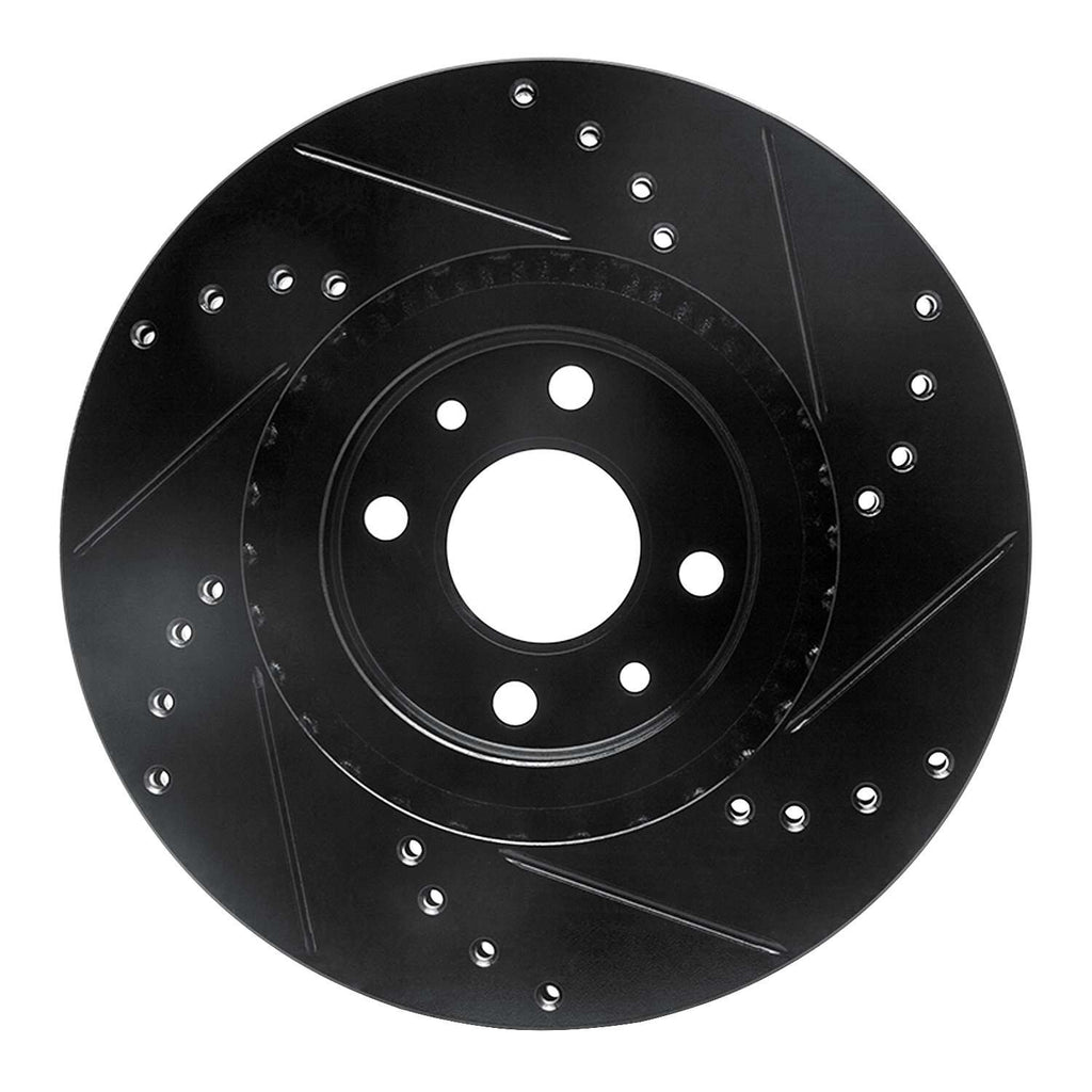R1 Concepts 2012-2019 Fiat 500E Front Left Drilled & Slotted Black ...
