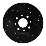 R1 Concepts 13-19 Fiat 500E Rear Left Drilled & Slotted Black Brake Rotor by R1 Concepts RNC-633-07005L