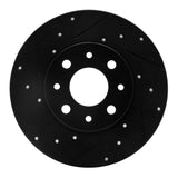 R1 Concepts 13-19 Fiat 500E Rear Left Drilled & Slotted Black Brake Rotor by R1 Concepts RNC-633-07005L