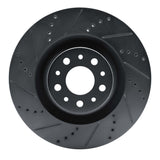 R1 Concepts 14-19 Fiat 500L Front Left Drilled & Slotted Black Brake Rotor by R1 Concepts RNC-633-07006L