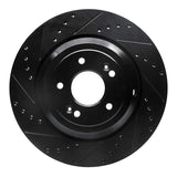 R1 Concepts 17-19 Genesis G90 Rear Left Drilled & Slotted Black Brake Rotor by R1 Concepts RNC-633-10002L