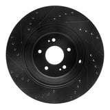 R1 Concepts 17-19 Genesis G90 Rear Right Drilled & Slotted Black Brake Rotor by R1 Concepts RNC-633-10002R