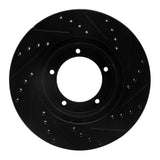 R1 Concepts 90-16 Land Rover Defender 90 Front Left Drilled & Slotted Black Brake Rotor