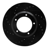 R1 Concepts 90-16 Land Rover Defender 90 Front Left Drilled & Slotted Black Brake Rotor