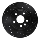R1 Concepts 15-20 Jaguar E-Pace Rear Right Drilled & Slotted Black Brake Rotor