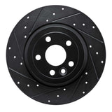 R1 Concepts 16-19 Land Rover Range Rover Evoque Rear Left Drilled & Slotted Black Brake Rotor by R1 Concepts RNC-633-11028L