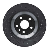 R1 Concepts 20-26 Jaguar F-Pace Rear Right Drilled & Slotted Black Brake Rotor