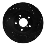 R1 Concepts 90-01 Subaru Impreza Front Left Drilled & Slotted Black Brake Rotor