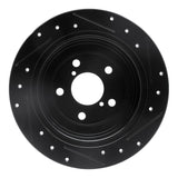 R1 Concepts 90-08 Saab 9-2X Rear Left Drilled & Slotted Black Brake Rotor by R1 Concepts RNC-633-13008L