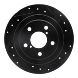 R1 Concepts 90-08 Saab 9-2X Rear Right Drilled & Slotted Black Brake Rotor by R1 Concepts RNC-633-13008R