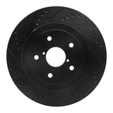 R1 Concepts 05-07 Subaru Impreza Rear Left Drilled & Slotted Black Brake Rotor