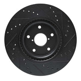 R1 Concepts 20-25 Subaru WRX Front Left Drilled & Slotted Black Brake Rotor