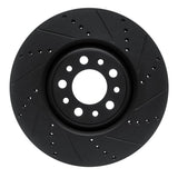 R1 Concepts 2017-2025 Alfa Romeo Stelvio Front Right Drilled & Slotted Black Brake Rotor