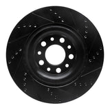 R1 Concepts 2017-2025 Alfa Romeo Stelvio Rear Left Drilled & Slotted Black Brake Rotor