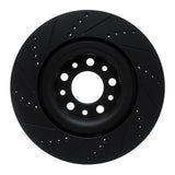 R1 Concepts 2017-2025 Alfa Romeo Stelvio Rear Right Drilled & Slotted Black Brake Rotor