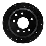 R1 Concepts 86-89 Jaguar Vanden Plas Rear Left Drilled & Slotted Black Brake Rotor by R1 Concepts RNC-633-20004L