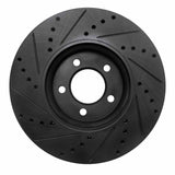 R1 Concepts 06-08 Jaguar S-Type Front Right Drilled & Slotted Black Brake Rotor by R1 Concepts RNC-633-20025R
