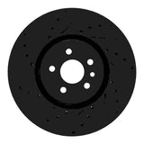 R1 Concepts 2017-2020 Jaguar F-Pace Front Left Drilled & Slotted Black Brake Rotor