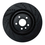 R1 Concepts 2017-2020 Jaguar I-Pace Rear Left Drilled & Slotted Black Brake Rotor
