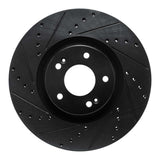 R1 Concepts 2021-2025 Hyundai Santa Fe Front Left Drilled & Slotted Black Brake Rotor by R1 Concepts RNC-633-21046L