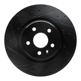 R1 Concepts 12-21 Tesla Model S Front Left Drilled & Slotted Black Brake Rotor by R1 Concepts RNC-633-26001L