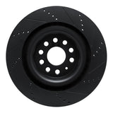 R1 Concepts 12-21 Tesla Model X Rear Left Drilled & Slotted Black Brake Rotor by R1 Concepts RNC-633-26006L
