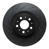 R1 Concepts 20-25 Tesla Model Y Front Left Drilled & Slotted Black Brake Rotor