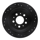 R1 Concepts 98-00 Volvo S70 Rear Left Drilled & Slotted Black Brake Rotor by R1 Concepts RNC-633-27023L