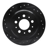R1 Concepts 98-00 Volvo S70 Rear Left Drilled & Slotted Black Brake Rotor by R1 Concepts RNC-633-27023L