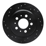R1 Concepts 99-09 Volvo V70 Rear Left Drilled & Slotted Black Brake Rotor