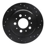 R1 Concepts 99-09 Volvo V70 Rear Right Drilled & Slotted Black Brake Rotor