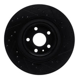 R1 Concepts 16-26 Volvo V90 Rear Left Drilled & Slotted Black Brake Rotor by R1 Concepts RNC-633-27052L