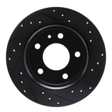 R1 Concepts 87-92 BMW 735I Rear Right Drilled & Slotted Black Brake Rotor
