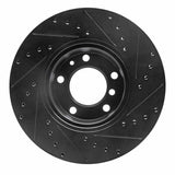 R1 Concepts 89-95 BMW 530I Front Left Drilled & Slotted Black Brake Rotor