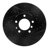 R1 Concepts 91-01 BMW 850CI Front Right Drilled & Slotted Black Brake Rotor by R1 Concepts RNC-633-31029R