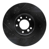 R1 Concepts 91-93 BMW M5 Front Right Drilled & Slotted Black Brake Rotor