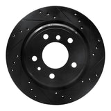 R1 Concepts 91-95 BMW M5 Rear Right Drilled & Slotted Black Brake Rotor by R1 Concepts RNC-633-31032R