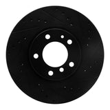 R1 Concepts 93-97 BMW 850CI Front Right Drilled & Slotted Black Brake Rotor