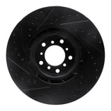 R1 Concepts 00-03 BMW M5 Left Front Drilled & Slotted Black Brake Rotor