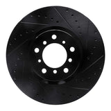 R1 Concepts 00-03 BMW M5 Left Front Drilled & Slotted Black Brake Rotor
