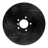 R1 Concepts 04-10 BMW 650I Convertible Front Right Drilled & Slotted Black Brake Rotor