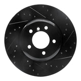 R1 Concepts 04-10 BMW 650I Convertible Front Right Drilled & Slotted Black Brake Rotor