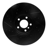R1 Concepts 10-18 BMW 550I Left Front Drilled & Slotted Black Brake Rotor by R1 Concepts RNC-633-31099D