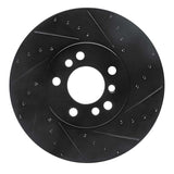 R1 Concepts 00-06 BMW X5 Front Right Drilled & Slotted Black Brake Rotor