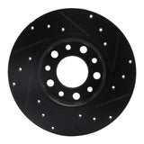 R1 Concepts 2014-2022 Chrysler 200 Rear Left Drilled & Slotted Black Brake Rotor by R1 Concepts RNC-633-42012L