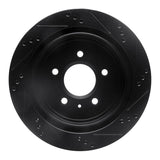 R1 Concepts 03-11 Cadillac CTS Rear Left Drilled & Slotted Black Brake Rotor