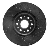 R1 Concepts 2017-2025 Buick Enclave Front Left Drilled & Slotted Black Brake Rotor