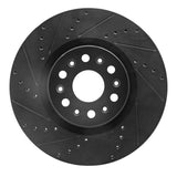 R1 Concepts 2017-2025 Buick Enclave Front Left Drilled & Slotted Black Brake Rotor