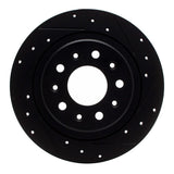 R1 Concepts 2016-2025 Buick LaCrosse Rear Right Drilled & Slotted Black Brake Rotor